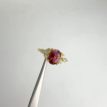 Load and play video in Gallery viewer, 6.5 x 8.5 mm. Oval Cut Pink Mozambican Tourmaline with Cz Accents Ring
