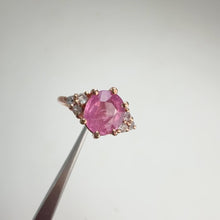 Load and play video in Gallery viewer, Handmade 8 x 9 mm. Oval Cut Pink Tanzanian Sapphire Cluster Ring
