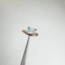 Load and play video in Gallery viewer, 6 x 8 mm. Octagon Cut Blue Brazilian Aquamarine Ring
