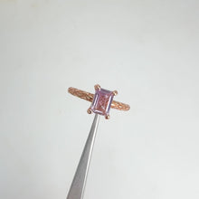 Load and play video in Gallery viewer, 5 x 7 mm. Octagon Cut Purple Brazilian Amethyst with Cz Accents Ring
