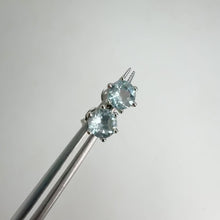 Load and play video in Gallery viewer, 6 mm. Round Cut Light Blue Brazilian Aquamarine Earrings
