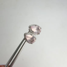 Load and play video in Gallery viewer, 6 x 9 mm. Pear Cut Pink African Rose Quartz with Cz Halo Earrings
