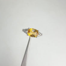 Load and play video in Gallery viewer, 7 x 9 mm. Cushion with Checkerboard Cut Yellow Brazilian Citrine Ring
