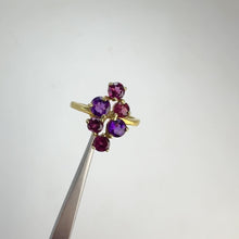 Load and play video in Gallery viewer, 4.5 mm. Round Cut Purple Brazilian Amethyst and Rhodolite Garnet Cluster Ring
