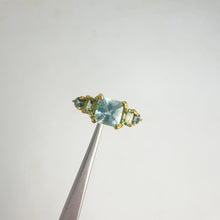 Load and play video in Gallery viewer, Handmade 6 mm. Asscher Cut Blue Cambodian Zircon and Sapphire Cluster Ring
