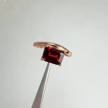 Load and play video in Gallery viewer, 6 x 8 mm. Octagon Cut Red African Garnet Ring
