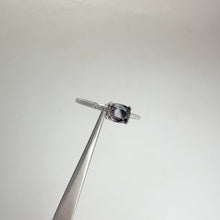 Load and play video in Gallery viewer, 5 x 6 mm. Cushion Cut Purplish Grey Burmese Spinel with Cz Band Ring
