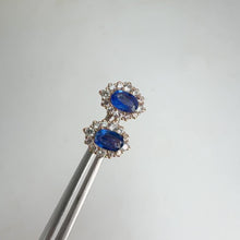 Load and play video in Gallery viewer, 4 x 6 mm. Oval Cut Blue Nepalese Kyanite with Cz Accents Earrings
