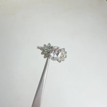 Load and play video in Gallery viewer, 6 x 8 mm. Oval Cut White Brazilian Topaz with Cz Accents Ring
