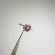 Load and play video in Gallery viewer, 7 mm. Round Cut Pink Brazilian Mystic Topaz with Cz Halo Ring
