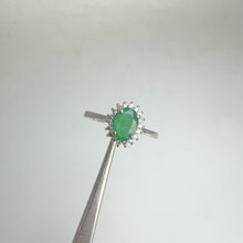 Load and play video in Gallery viewer, 5 x 7 mm. Oval Cut Green Zambian Emerald with Cz Accents Ring
