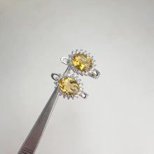Load and play video in Gallery viewer, 6 x 8 mm. Oval Cut Yellow Brazilian Citrine with Cz Accents Earrings
