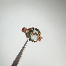 Load and play video in Gallery viewer, 10 x 12 mm. Oval Cut Green Brazilian Amethyst with Cz Accents Ring
