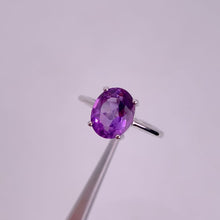Load and play video in Gallery viewer, 8 x 10 mm. Oval Cut Purple Brazilian Amethyst Ring
