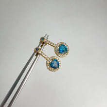 Load and play video in Gallery viewer, 5 mm. Trillion Cut London Blue Brazilian Topaz with Cz Accents Earrings
