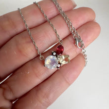 Load and play video in Gallery viewer, 7 mm. Round Cut White Indian Moonstone and Citrine Cluster Necklace (Blemished)
