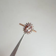 Load and play video in Gallery viewer, 5 x 7 mm. Oval Cut Light Pink Brazilian Morganite with Cz Accents Ring
