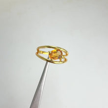 Load and play video in Gallery viewer, 5 x 7 mm. Oval Cut Yellow Brazilian Citrine with Cz Accents Ring
