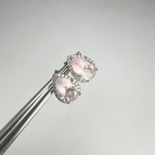 Load and play video in Gallery viewer, 7 x 10 mm. Pear Cut Pink African Rose Quartz with Cz Halo Earrings
