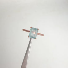 Load and play video in Gallery viewer, 6 x 8 mm. Octagon Cut Light Blue Brazilian Aquamarine  with Cz Band Ring
