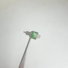 Load and play video in Gallery viewer, 5 x 7 mm. Octagon Cut Green Zambian Emerald with Cz Accents Ring
