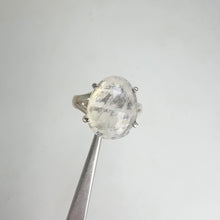 Load and play video in Gallery viewer, 12 x 15 mm. Freeform Rose-Cut White Indian Moonstone Ring
