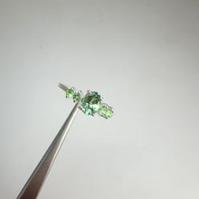 Load and play video in Gallery viewer, 4 x 6 mm. Oval Cut Green Brazilian Tourmaline and Tsavorite Garnet Cluster Ring
