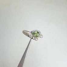 Load and play video in Gallery viewer, 4 x 6 mm. Pear Cut Green Thai Sapphire with Cz Halo Open Ring
