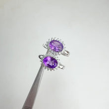 Load and play video in Gallery viewer, 6 x 8 mm. Oval Cut Purple Brazilian Amethyst with Cz Accents Earrings
