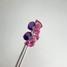 Load and play video in Gallery viewer, 7 x 9 mm. Oval Cut Purple Brazilian Amethyst and Topaz Cluster Earrings
