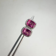 Load and play video in Gallery viewer, 5 x 7 mm. Cushion Cut Pink Brazilian Mystic Topaz with Cz Halo Earrings

