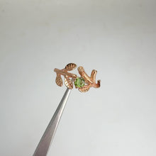 Load and play video in Gallery viewer, 4 mm. Round Cut Green Tanzanian Sapphire Open Leaf Ring
