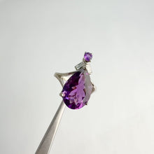 Load and play video in Gallery viewer, 10 x 15 mm. Pear Cut Purple Brazilian Amethyst and Cz Accents Ring
