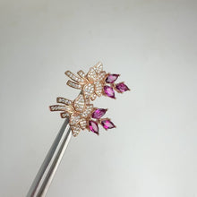 Load and play video in Gallery viewer, 3 x 6 mm. Marquise Cut Purple African Rhodolite Garnet with Cz Accents Cluster Earrings
