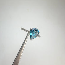 Load and play video in Gallery viewer, 7 x 9 mm. Pear Cut London Blue Brazilian Topaz Ring
