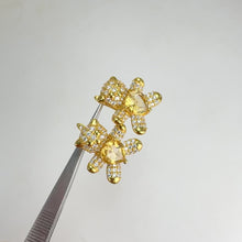 Load and play video in Gallery viewer, 8 mm. Heart Cut Yellow Brazilian Citrine with Cz Accents Bear Earrings
