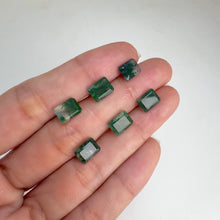 Load and play video in Gallery viewer, 6 x 8 mm. Octagon Cut Green Moss Agate
