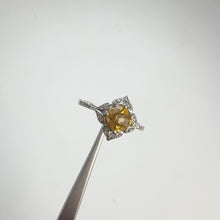 Load and play video in Gallery viewer, 6 mm. Cushion with Checkerboard Cut Yellow Brazilian Citrine with Cz Accents Ring
