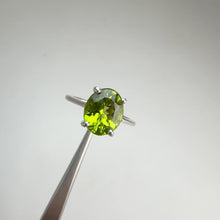 Load and play video in Gallery viewer, 8 x 10  mm. Oval Cut Green Pakistani Peridot Ring
