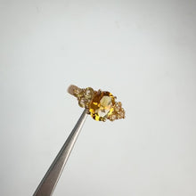 Load and play video in Gallery viewer, 7 x 9 mm. Oval Cut Yellow Brazilian Citrine Cluster Ring
