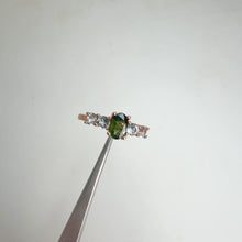 Load and play video in Gallery viewer, 4 x 6 mm. Oval Cut Green and Blue Thai Sapphire and Topaz Cluster Ring
