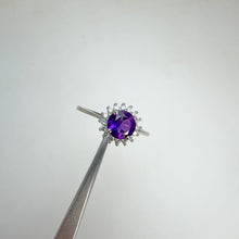 Load and play video in Gallery viewer, 6 mm. Round Cut Purple Uruguayan Amethyst with Cz Accents Ring
