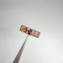 Load and play video in Gallery viewer, 3 x 4 mm. Oval Cut Multi-coloured Brazilian Tourmaline Cluster Ring
