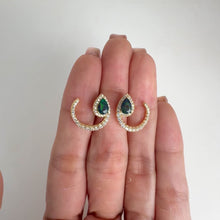 Load and play video in Gallery viewer, 4 x 6 mm. Pear Cut Black Ethiopian Opal with Cz Accents Earrings
