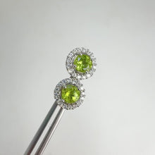 Load and play video in Gallery viewer, 6 mm. Round Cut Green Pakistani Peridot with Cz Halo Earrings
