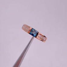 Load and play video in Gallery viewer, 4.5 mm. Square Cut London Blue Brazilian Topaz with Cz Accents Ring

