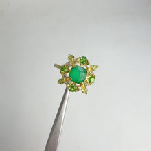 Load and play video in Gallery viewer, 6 mm. Cushion Cut Green Botswana Agate with Tsavorite Garnet and Cz Accents Ring
