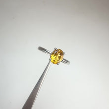 Load and play video in Gallery viewer, 6 x 8 mm. Oval Cut Yellow Brazilian Citrine Ring
