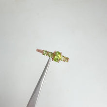 Load and play video in Gallery viewer, 4 x 6 mm. Oval Cut Green Pakistani Peridot Cluster Ring
