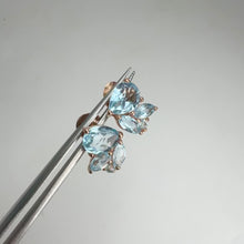 Load and play video in Gallery viewer, 6 x 8 mm. Pear Cut Sky Blue Brazilian Topaz Cluster Earrings
